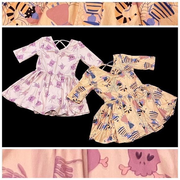 Dot Dot Smile 2 Halloween Theme Twirl Ballerina Dresses Pink Orange 12-24 months - Picture 1 of 11